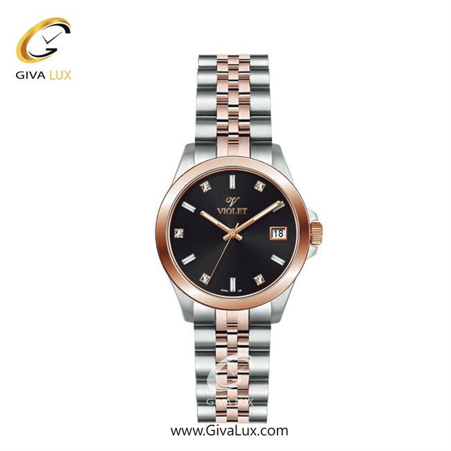 ساعت مچی اورجینال زنانه ویولت VIOLET رزگلد-نقره ای | نقره ای-رزگلد| مشکی| کد رفرنس 0557/2 | 0572/2